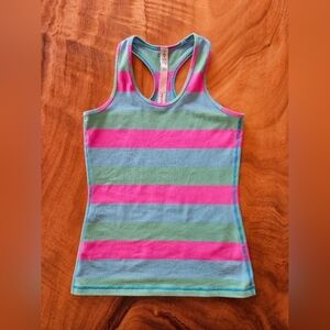 Ivivva By Lululemon Striped Racerback Tank Top Girls Size 10 Pink Blue Green
